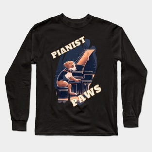 Piano-playing Dog: "Pianist Paws" Long Sleeve T-Shirt